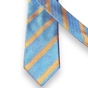 Italo Ferrelli Silvimarina Blue & Orange Handmade 100% Silk Tie